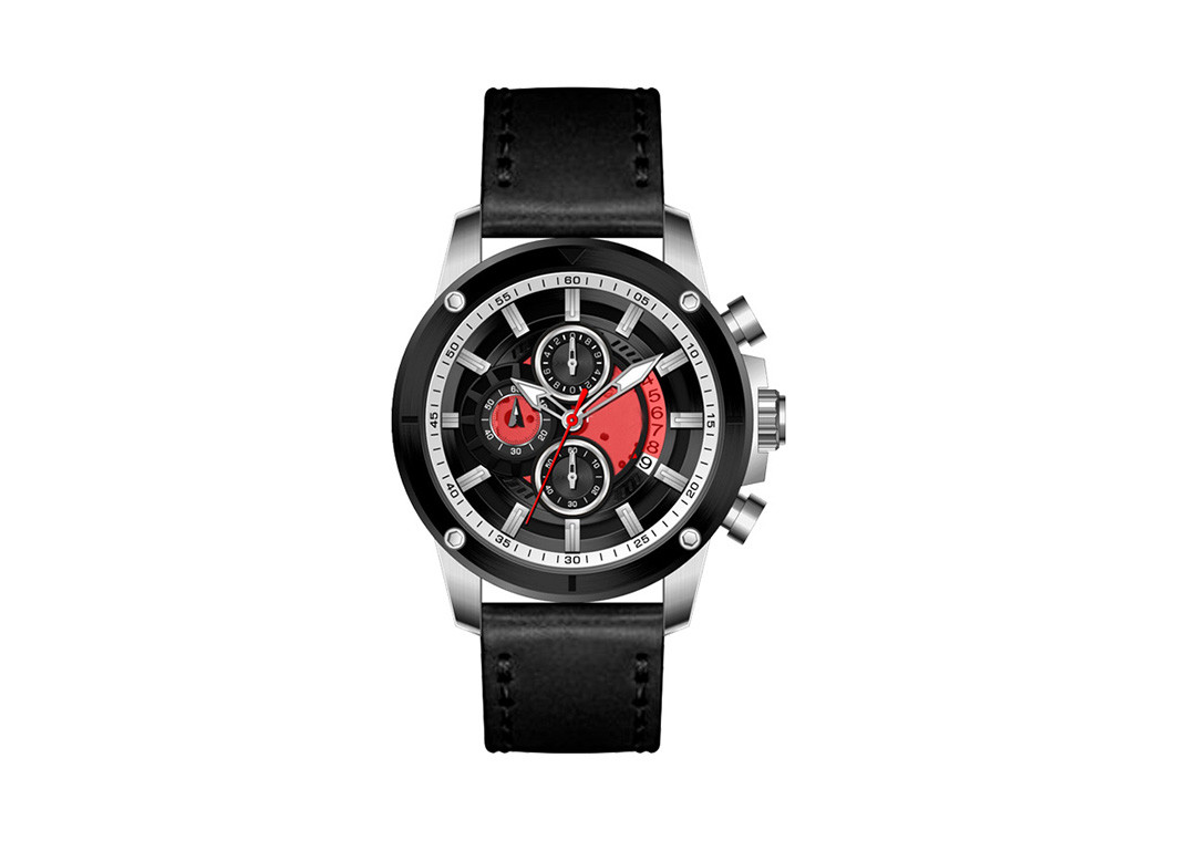 Genuine Leather Strap Male Timepieces Stainless Steel Back Watch