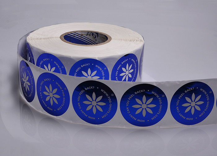 Private printed glossy PET blue gold foil stamping labels stickers