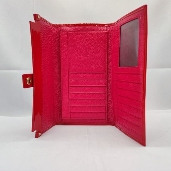 Fashion Card Purses Patent Real Leather Bifold Slim Wallet for Girls Ladies WA07