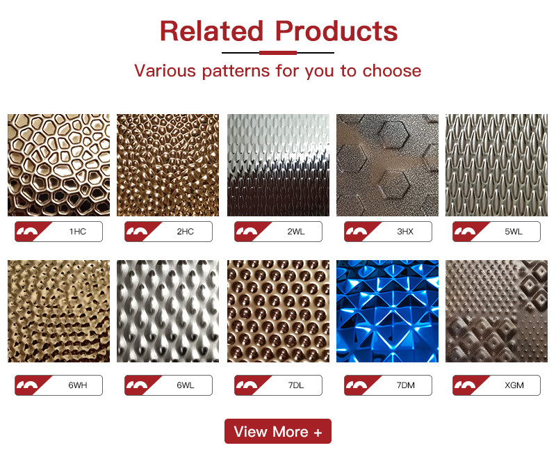 SUS 304 316 316L stainless steel stamping water wave and honeycomb patterns stainless steel 3d texture
