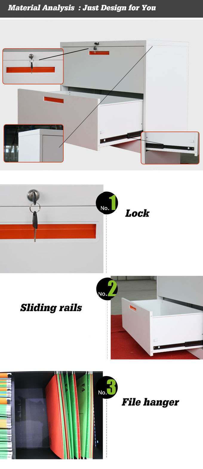 W900mm Cold Rolling Steel Office Lateral File Cabinets 2 Drawer Fully Opened