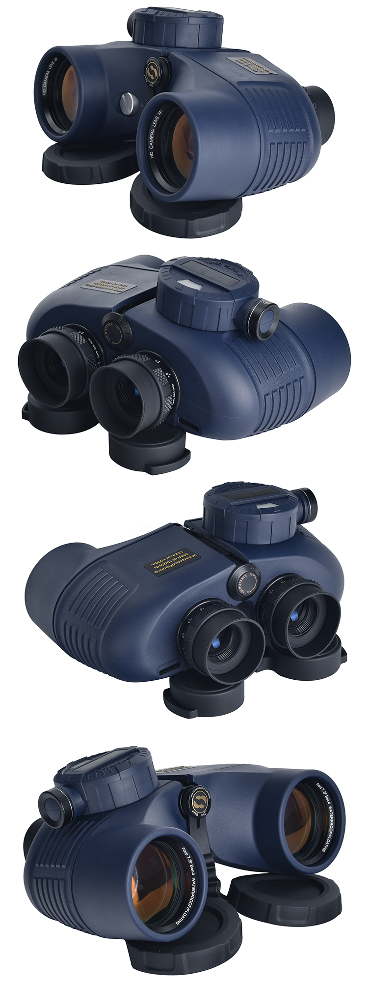 Rubber and Aluminum 7x Magnification Marine Telescope for Outdoor Sports With Compass