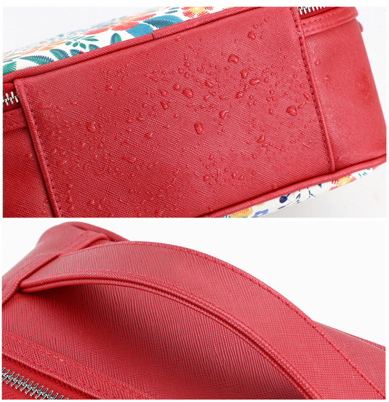 Floral PU L24*D9*H19CM Makeup Organizer Travel Bag