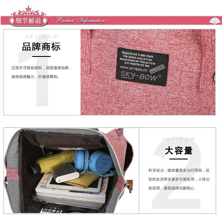 Hot Sale Large Capacity Diaper Baby Bag Multi-Functional Mommy Backpack With Stroller Strap For Mom&Dad