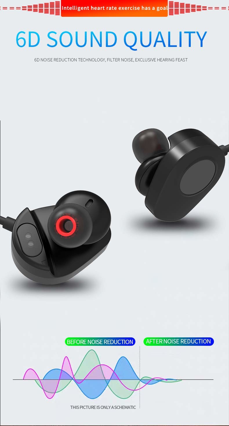 Outdoor Waterproof Wireless Neckband Earphones With Heart Rate Monitor