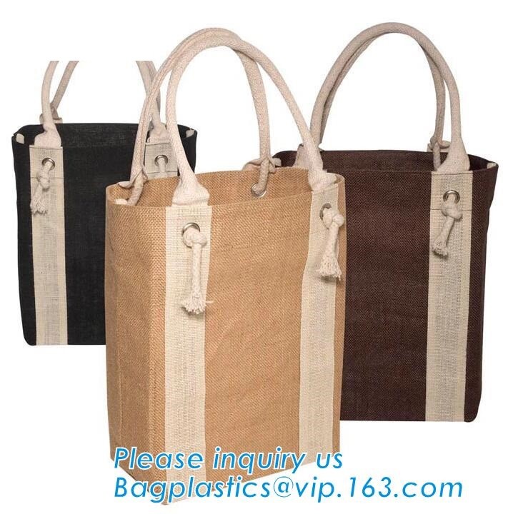 Multifunctional jute bag with low price,Natural Burlap Tote Bags Reusable Jute Bags with Full Gusset,shoulder strap plai