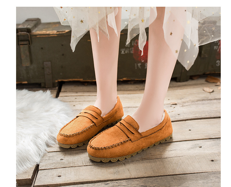 2022 Autumn Plus Velvet Peas Shoes Flat Soft Bottom Tendon Cotton Shoes Women Lazy Grandma Shoes