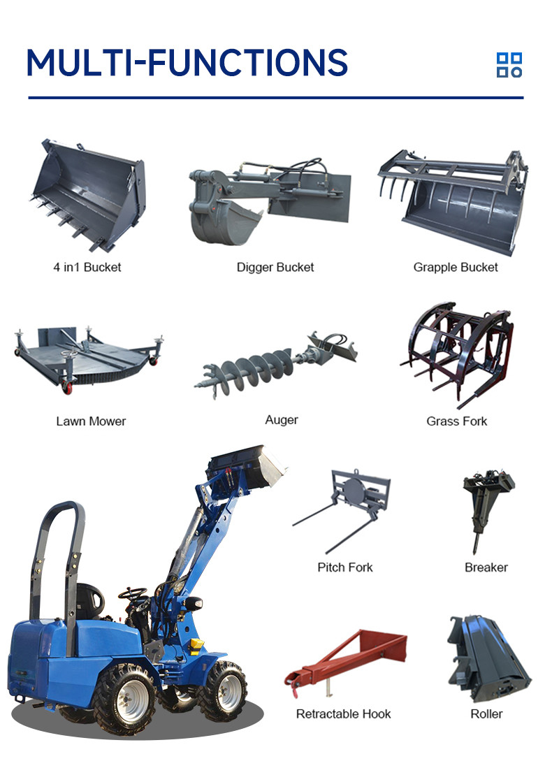 45° Dumping Landscaping Small Wheel Loader With 49° Steering Angle