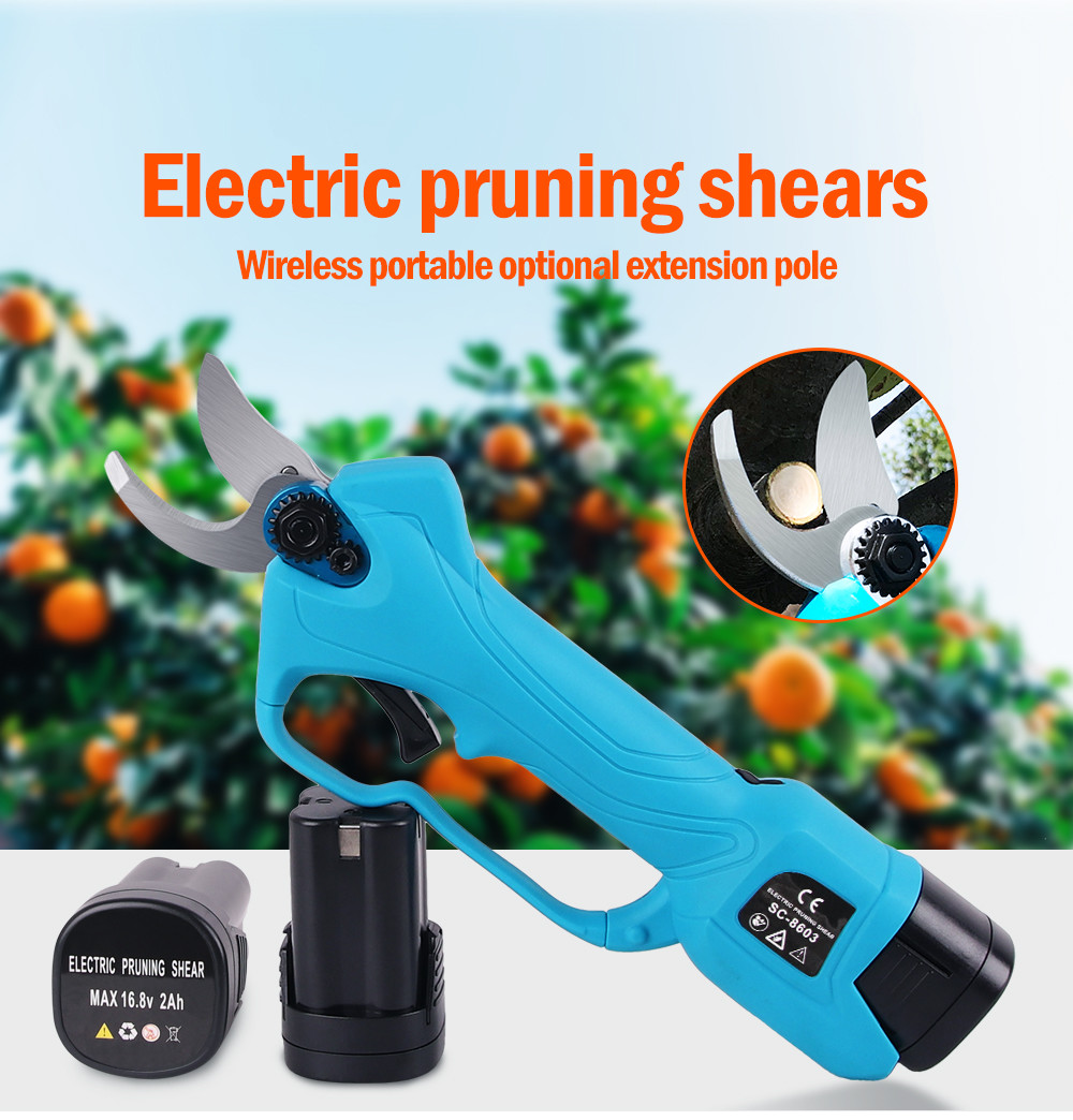 Swansoft 28mm 16.8V Battery Orchard Pruner Cordless Garden Trimmer Plant Secateurs With 2 Batteries