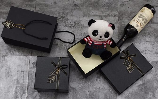 custom luxury matte black flip top box cardboard paper gift box with ribbon blister for red wine packaging box bagease