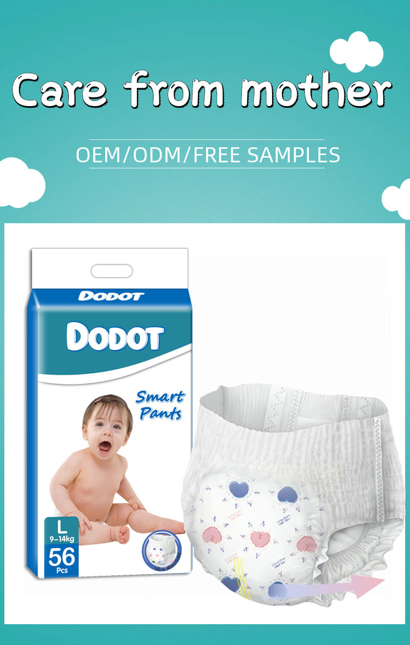 ISO9001 Pull Up Baby Diaper Pant Magic Tape A Grade 360° Elastic Surround Waist