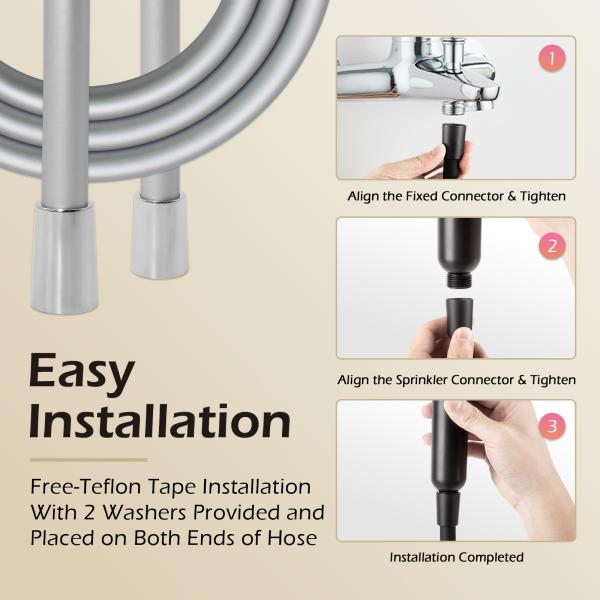 Shinning Silver Color Food Grade Silicone Shower Hose for Shower Room