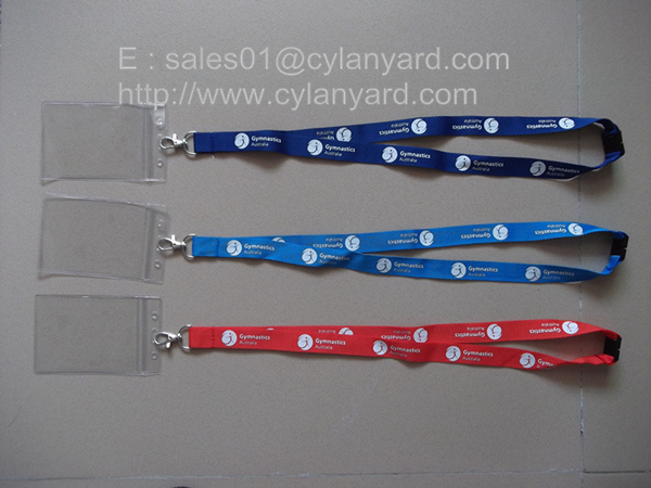 polyester sports neck ribbon with plastic name badge