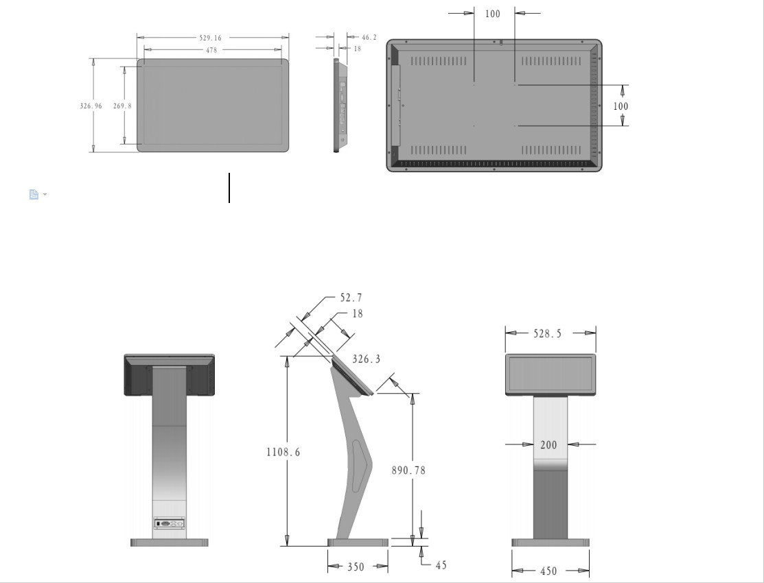 Floor Standing 21.5 Inch Slim Self Service Information Kiosk