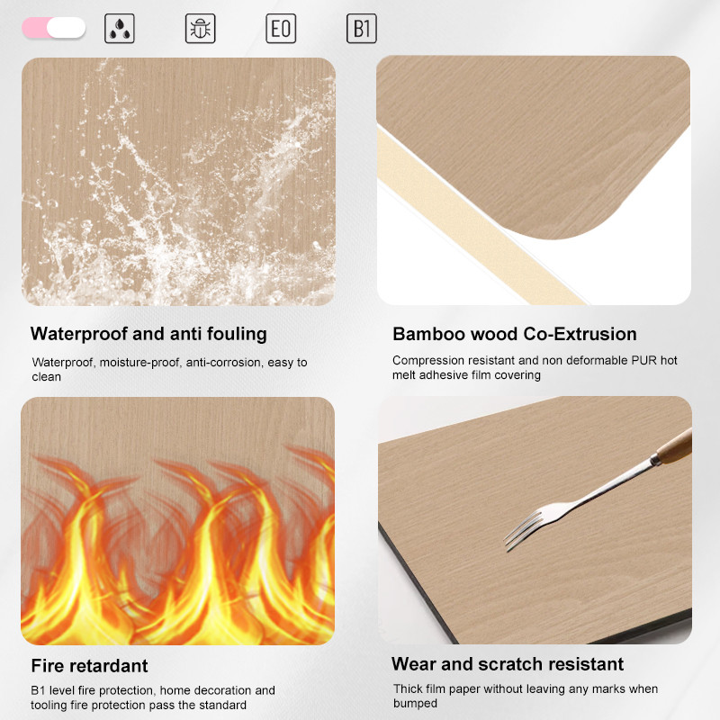 Bamboo Charcoal Wood Veneer Wood Grain Wood Charcoal Board Waterproof Pvc Wall Panel