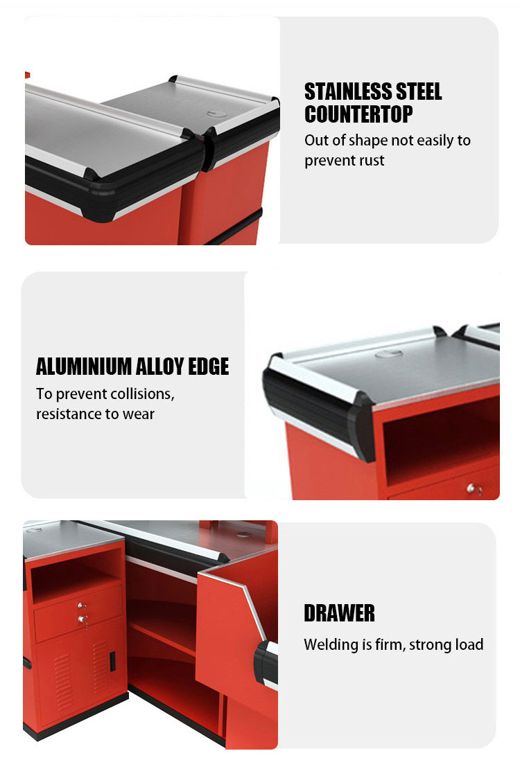 Customized Size Color Logo Supermarket Cash Counter Grocery Checkout Counter