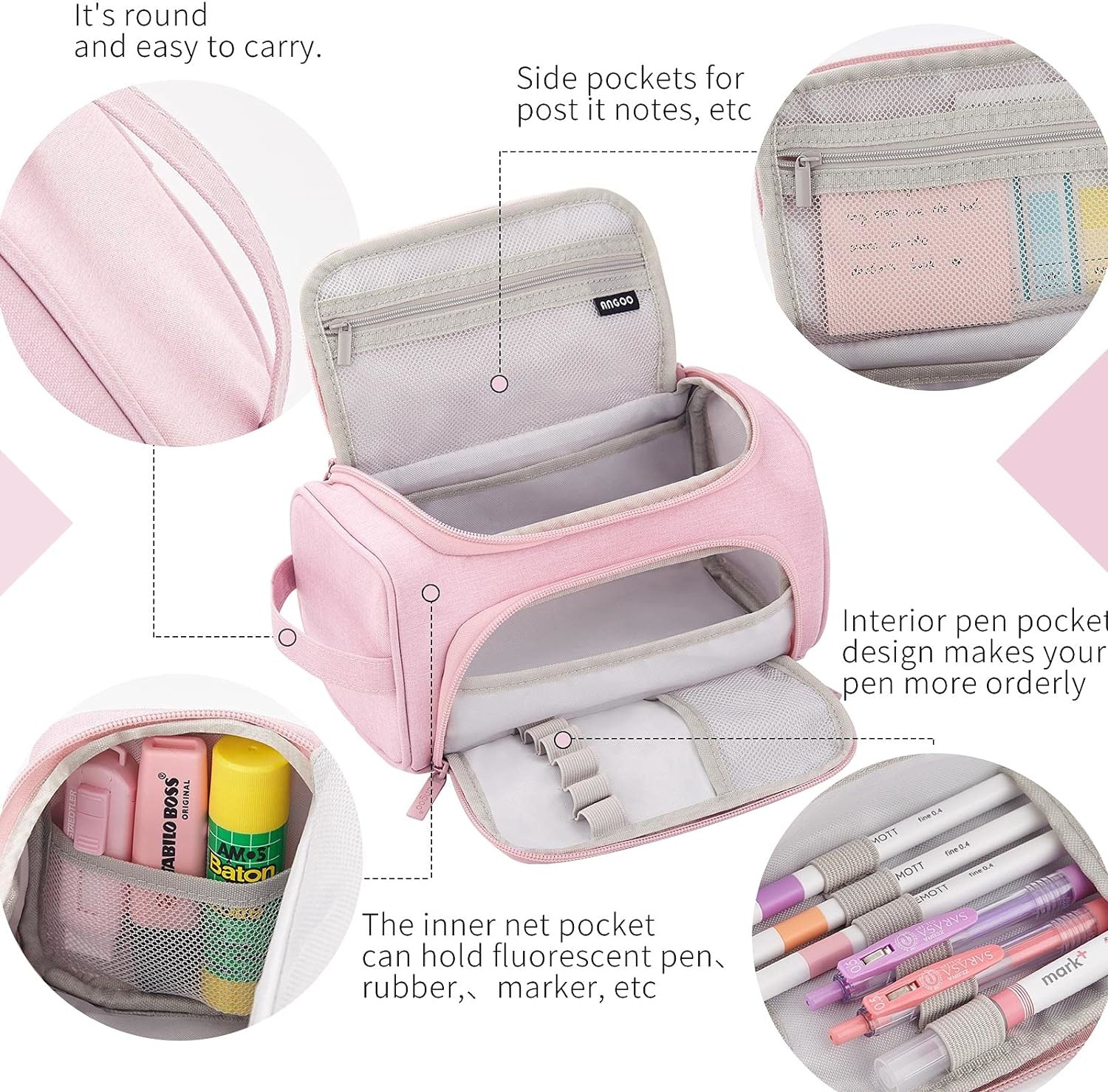 HVOMO BIG CAPACITY PENCIL CASE HIGH LARGE STORAGE POUCH MARKER PEN CASE TRAVEL SIMPLE STATIONERY BAG SCHOOL COLLEGE