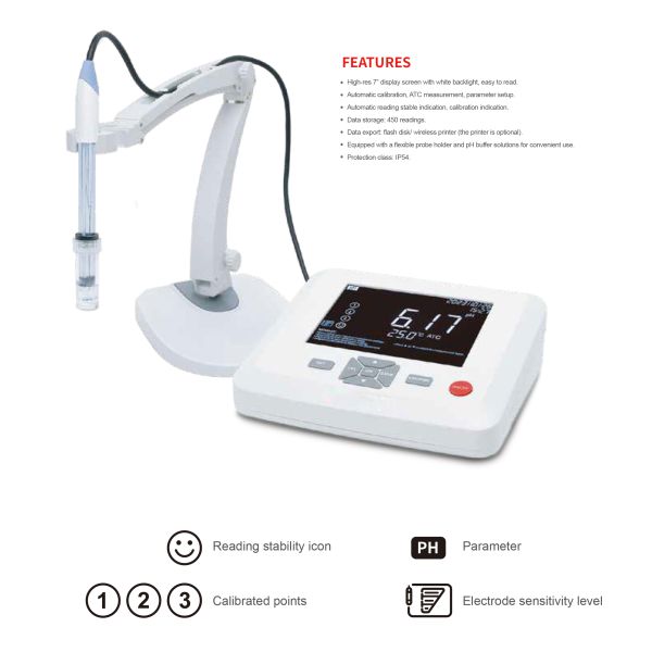 Laboratory Professional Bench PH Meter Bench Top PH Meter Tester with LCD for Water