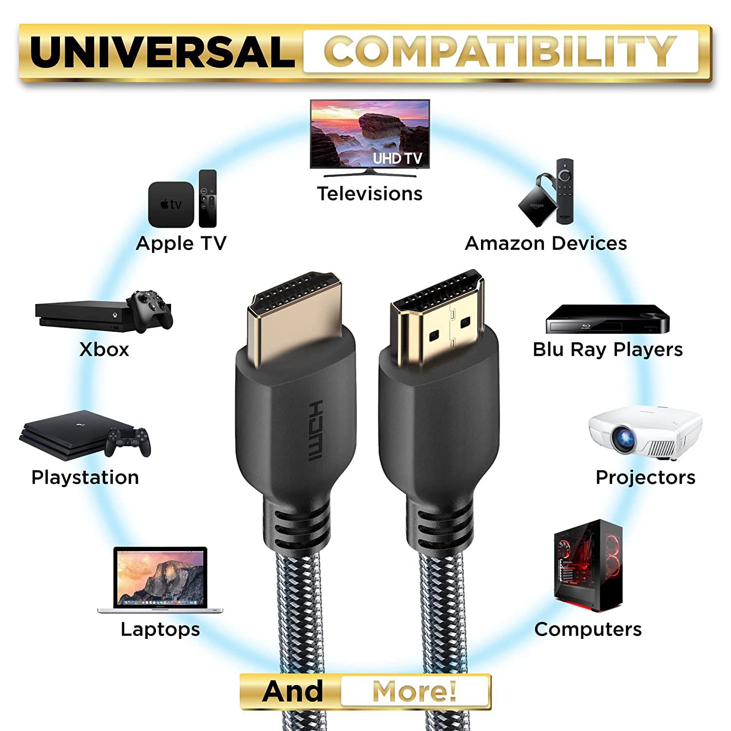 Audio Video HMDI Cable with Custom Length 4K 8K and Gold Plated Connectors