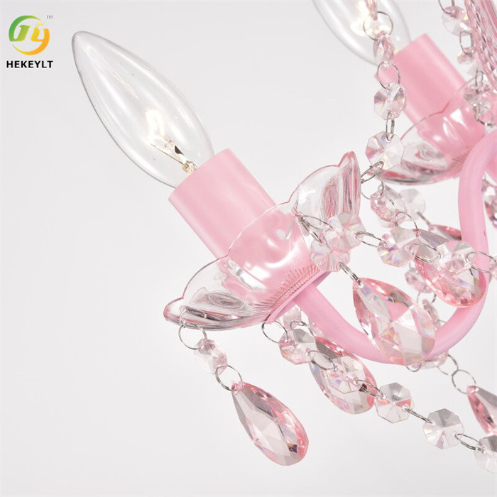 Lustres Led Pink Crystal Candle Chandelier Customize Luxury Wedding Lobby Hotel