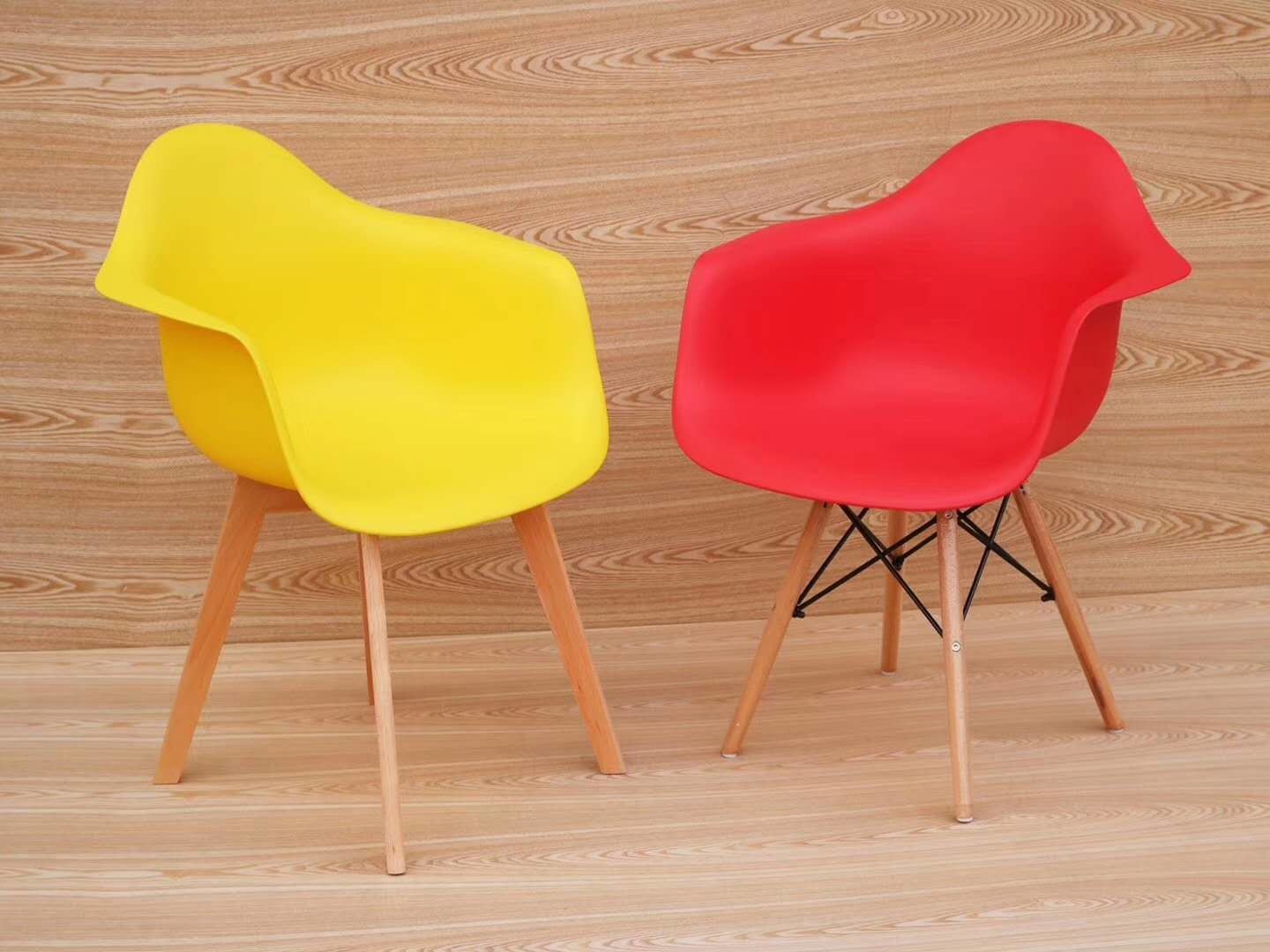 Ergonomic Yellow Wood Dining Chairs With Wooden Legs , 44cm Seat Height