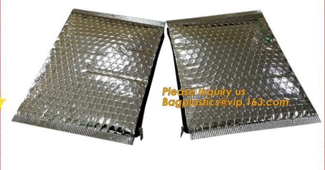 Holographic Factory Shiny gold Cosmetic bag Zipper Bubble Bag zip-lock Slider Padded Mailer metallic bubble zipper bagea