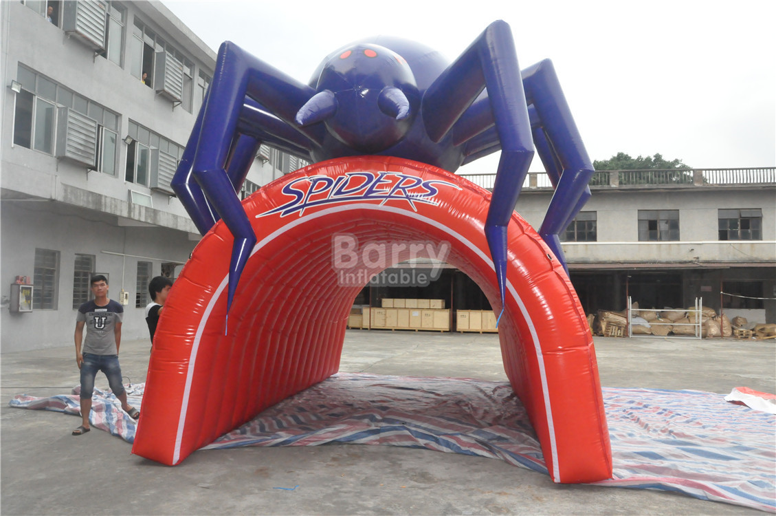 Waterproof PVC Red Cool Spider Design Giant Inflatable Football Tunnel , Inflatable Tunnel Tent