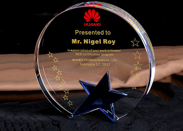Round Shape Crystal Trophy Cup , Custome Logo Crystal Glass Awards