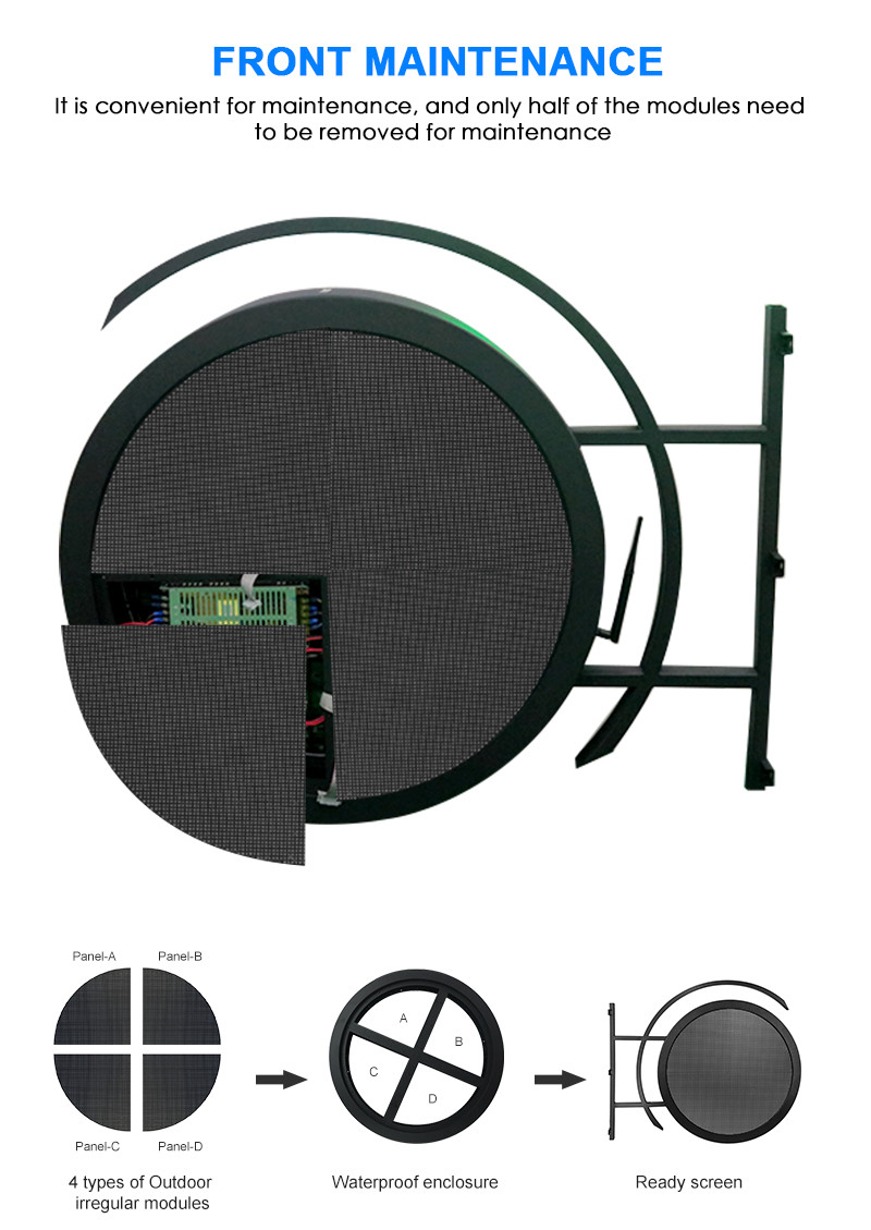 Outdoor P4.68 Round LED Sign , Circular Led Logo Display