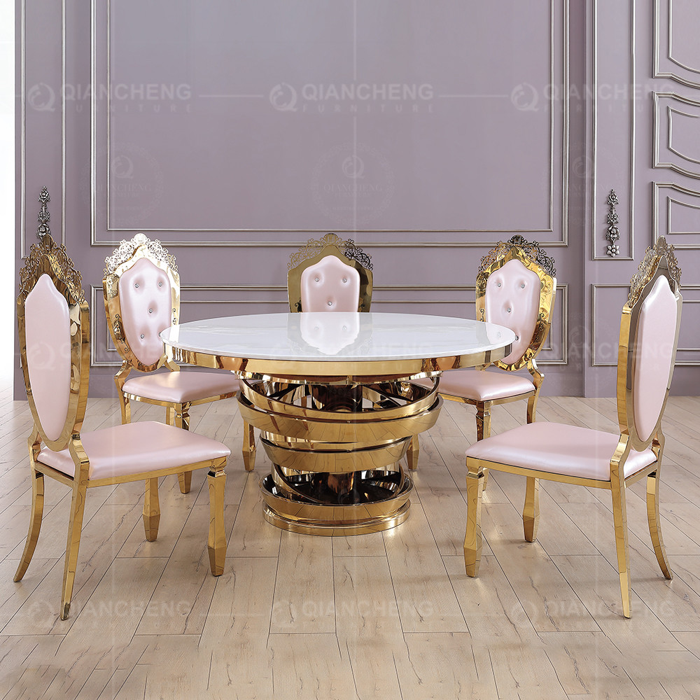 Modern Round Dia 160x77cm SS Dining Tables Fixed white MDF Top