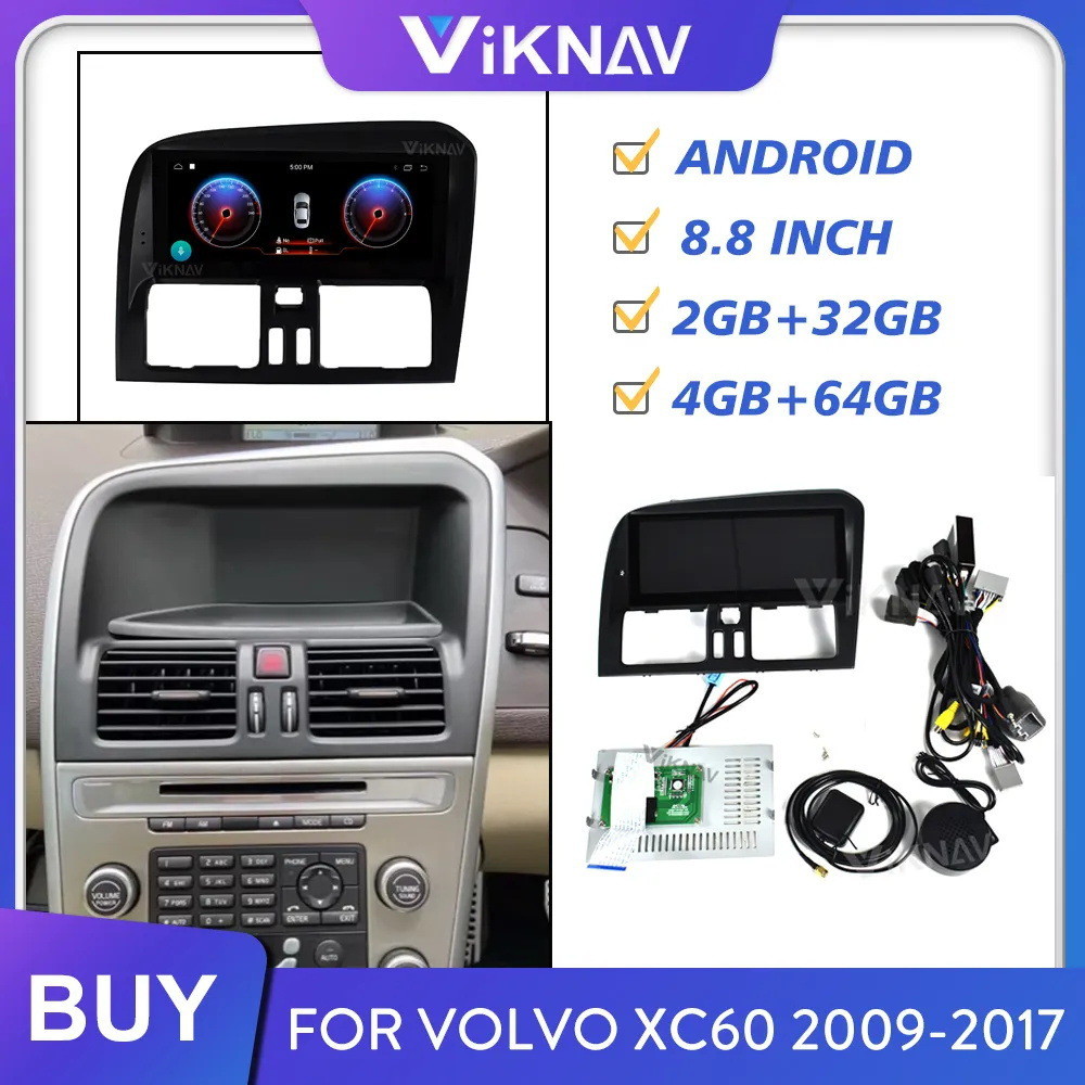 8.8 Inch Screen Android Auto Stereo For 2009-2017 Volvo Xc60