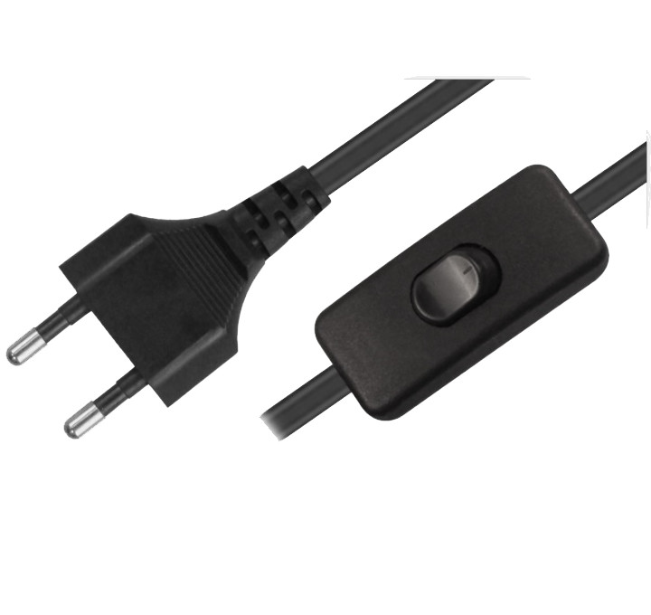 European VDE Power Cord AC IEC 3 Ft Extension Cord With Switch