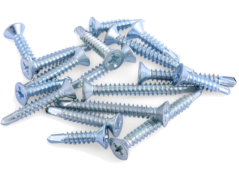 Self Drilling Metal Tapping Screws Zinc Plated Steel Phillips Drive Flat Head