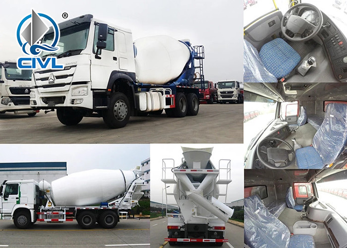 White Concrete Mixing Equipment Sinotruk 6M3 Mixer Tank Truck 6x4 White Color With Italy Pto