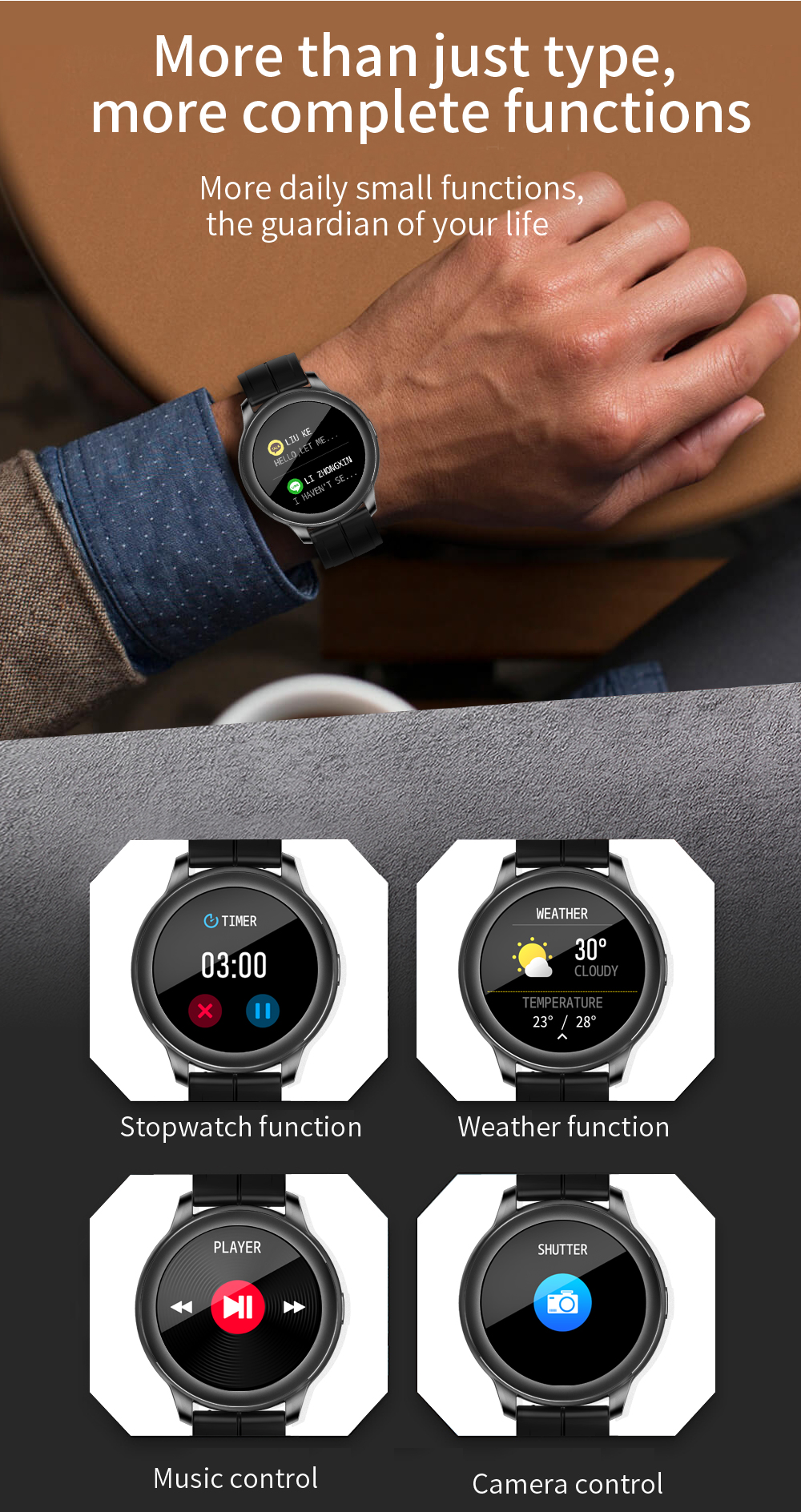 IP67 BLE Health Monitoring Smartwatch sleep tracker smart watch Android IOS CF22 240X240