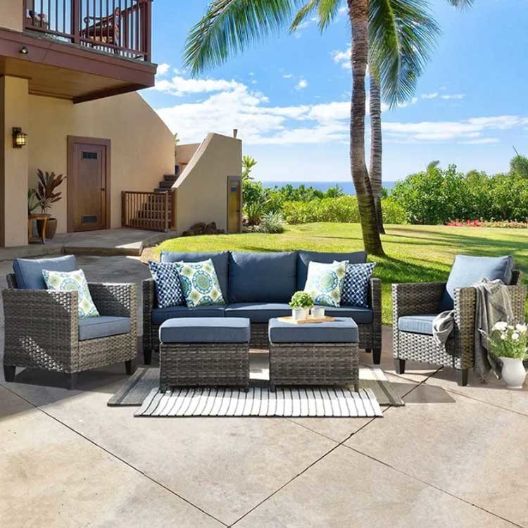 Customized Rattan Garden Sofa Set Non Toxic Garden Corner Lounge Set