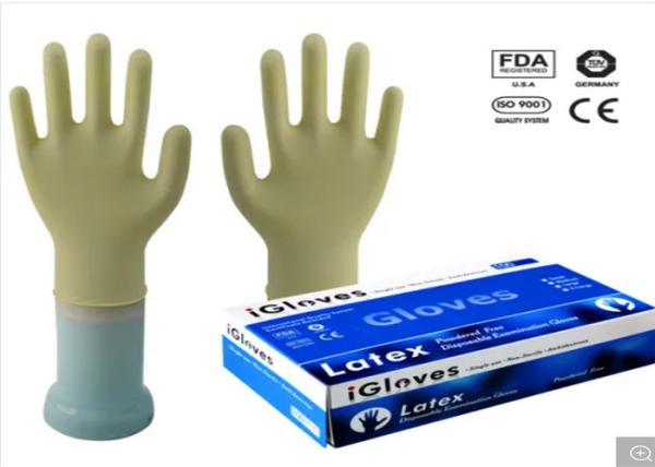 Milky White Color Disposable Medical Gloves 240mm / 9 Inch Length Low Protein