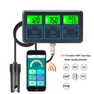 Buy cheap WiFi Tuya App Digital Multi-Function PH Meter 7-in-1 PH EC ORP TDS RH% CF Temperature Online Tester Water Quality Analyzer product