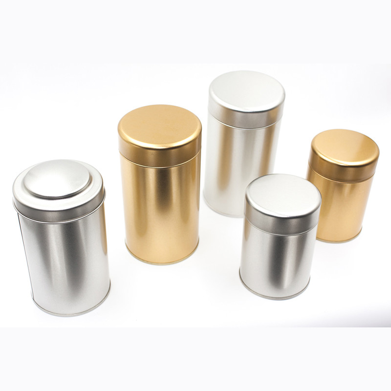 Wholesale Round Tin Containers with Lids Small Coffee Tin Can Packaging Gold/Silver Tea Tin Canister
