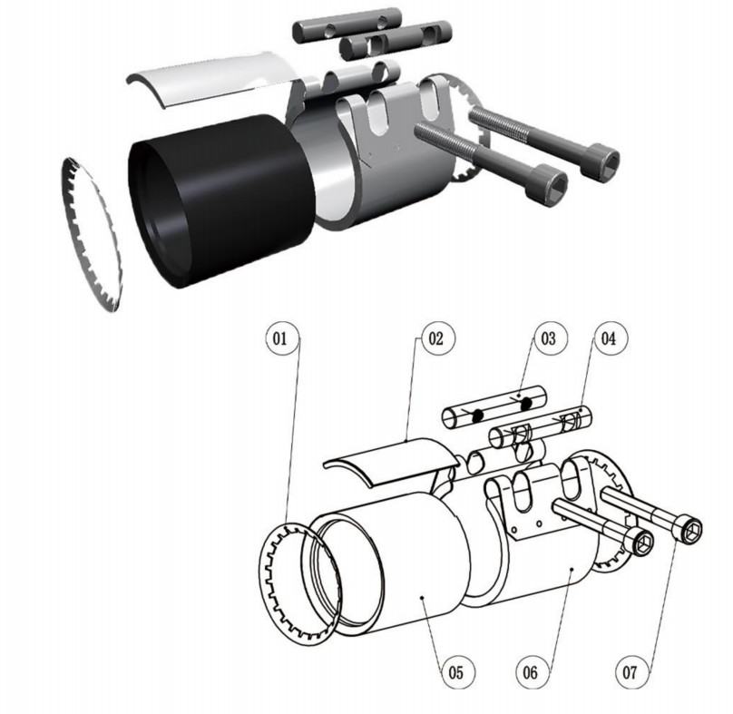 SS316 Stainless Steel Oil Grinder HDPE Pipe Repair Clamp Customized For Large Diameter Pipe