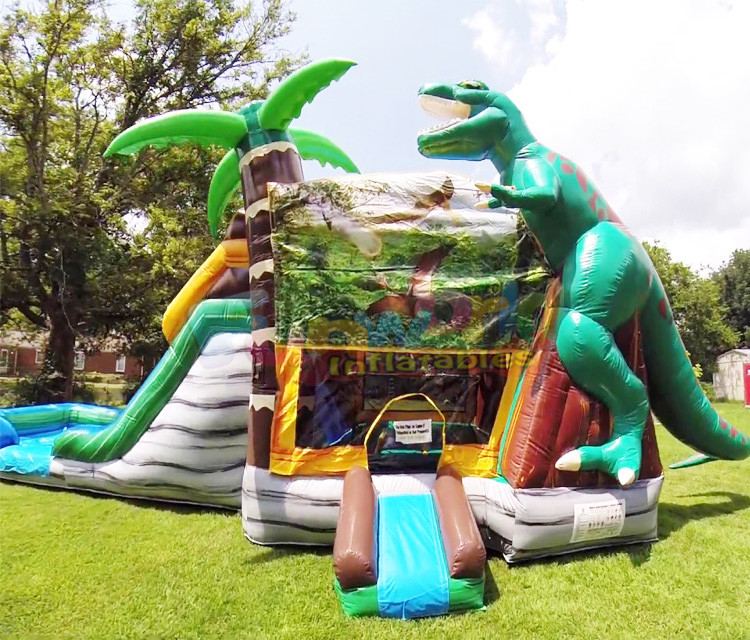 Playground Dinosaur Inflatable Bouncer Slide Quadruple Stitching