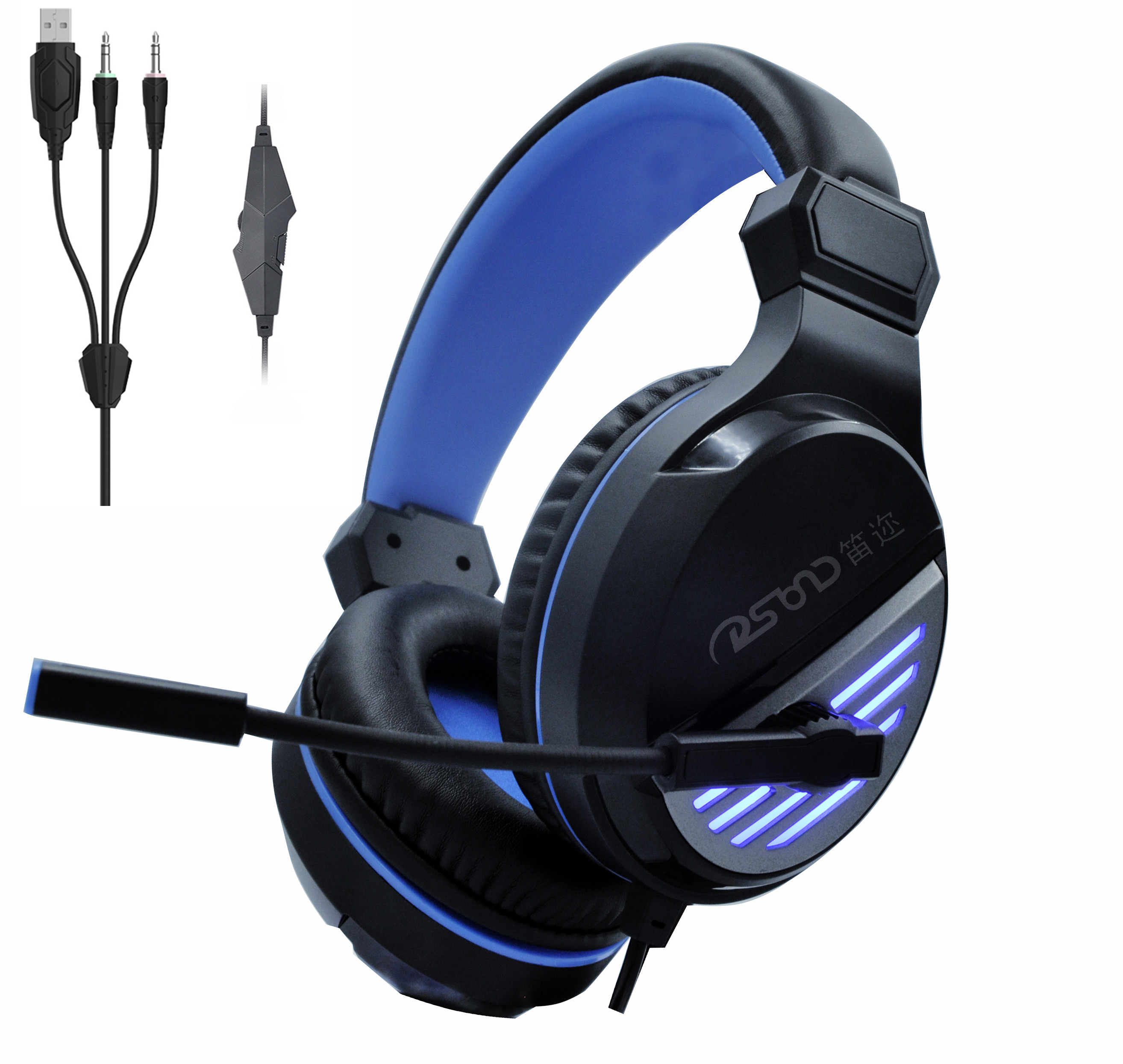 2x3.5 Plug Led Lights Gaming Headset , Xbox One Light Up Headset Wired