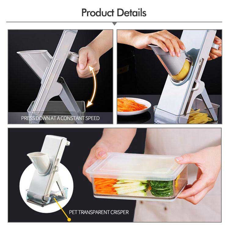 3 Sharp Blades Multifunction Safe Vegetable Cutter Manual