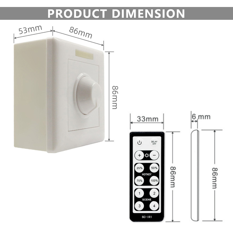 AC 85V 265V 10A LED Controller Dimmer Knob 86 Type Wall Mount