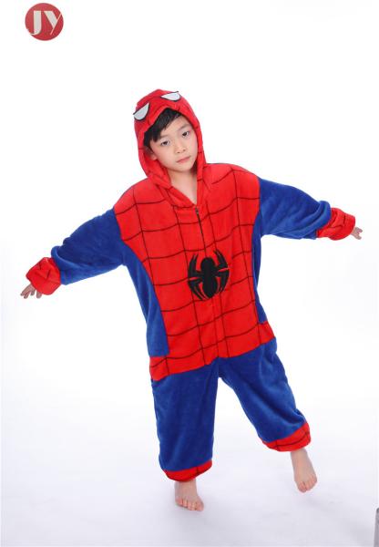 Anime Flannel Pajama Boys Spiderman Onesie , Boys fluffy polyester Onesie