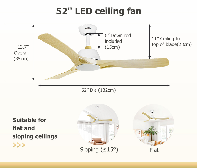 1stshine Reversible Motor LED Ceiling Fan with Metal ABS Lamp Body Material and 3 Blades