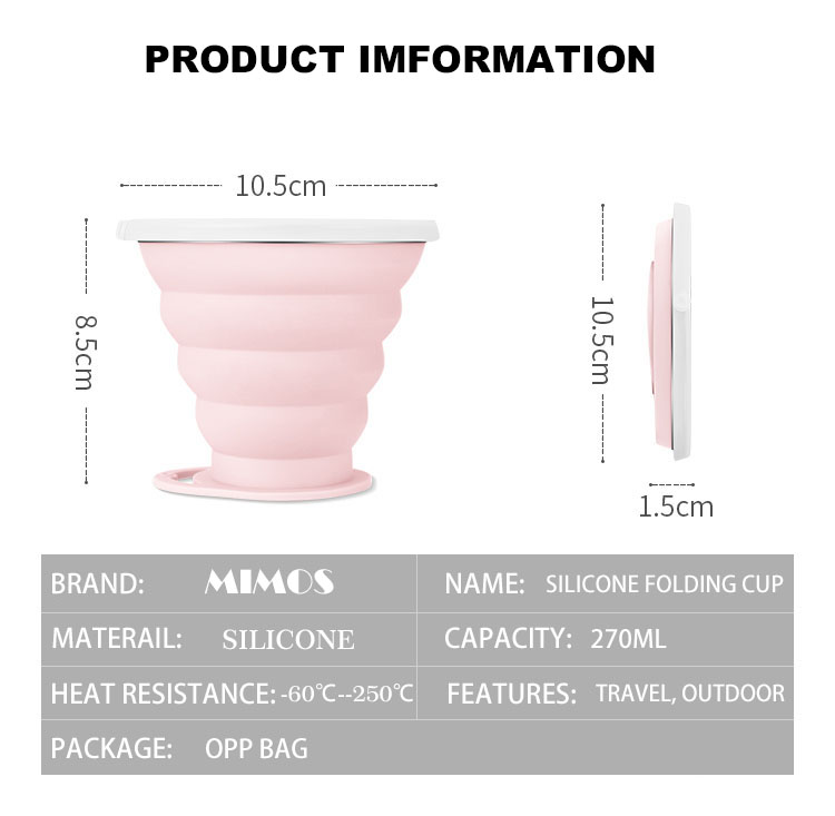 Silk Screen Logo 90g Retractable Foldable Silicone Coffee Cup