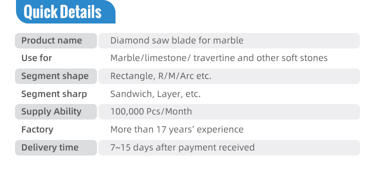 Blade Width 1/8IN Marble Stone Slab Cutting Circular Saw 6 1/2in for Masonry Cutting
