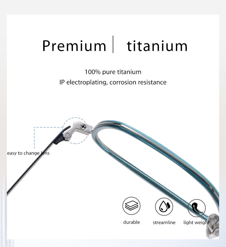 Titanium Frame Square Acetate Glasses , CE Men Fashion Glasses