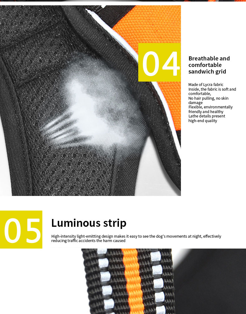 Neoprene Reflective Dog Harness Set No Pull Collar And Leash Custom Hi Vis Dog Harness